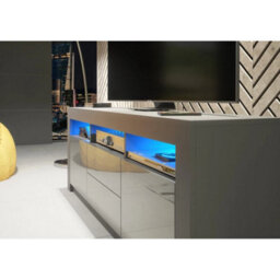 Tv Unit Tv Stand Sideboard Cabinet Grey High Modern Gloss Led Storage Unit 160Cm - thumbnail 5