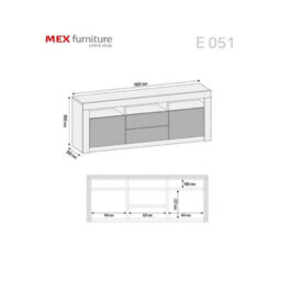 Tv Unit Tv Stand Sideboard Cabinet Grey High Modern Gloss Led Storage Unit 160Cm - thumbnail 4