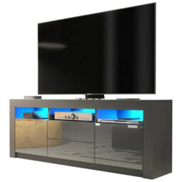 Tv Unit Tv Stand Sideboard Cabinet Grey High Modern Gloss Led Storage Unit 160Cm - thumbnail 1