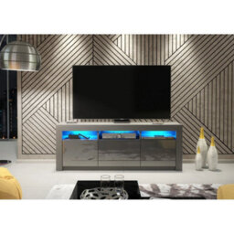 Tv Unit Tv Stand Sideboard Cabinet Grey High Modern Gloss Led Storage Unit 160Cm - thumbnail 3