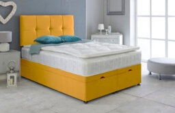 Adore Designs Deluxe Plush Velvet Ottoman Storage Bed, With Pillow Top Mattress - 6Ft Super King - Turmeric - thumbnail 1