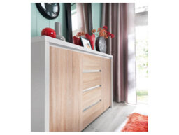 Arte Kaspian 144Cm Sideboard In White Matt & Sonoma Oak, Modern 2 Door 4 Drawer Storage Cabinet - thumbnail 4
