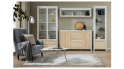 Arte Kaspian 144Cm Sideboard In White Matt & Sonoma Oak, Modern 2 Door 4 Drawer Storage Cabinet - thumbnail 5