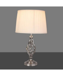 Lighting Supermarket Queenswood Traditional Barley Twist Table Lamp With Ivory Pleated Shade - Silver Chrome - thumbnail 7