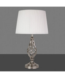 Lighting Supermarket Queenswood Traditional Barley Twist Table Lamp With Ivory Pleated Shade - Silver Chrome - thumbnail 6