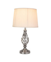 Lighting Supermarket Queenswood Traditional Barley Twist Table Lamp With Ivory Pleated Shade - Silver Chrome - thumbnail 5