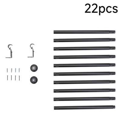 Living And Home Glossy Black Multi-Section Metal Telescopic Curtain Rod And Bracket, 366-427Cm - image 1