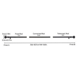 Living And Home Glossy Black Multi-Section Metal Telescopic Curtain Rod And Bracket, 366-427Cm - thumbnail 9
