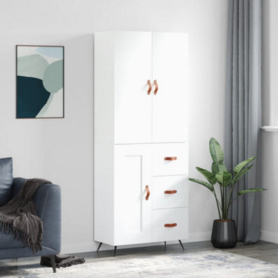 Berkfield Highboard White 69.5X34X180 Cm Engineered Wood - image 1