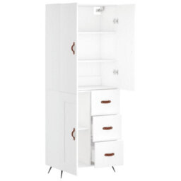Berkfield Highboard White 69.5X34X180 Cm Engineered Wood - thumbnail 4