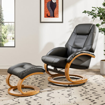 Thehotsale 360 Degrees Swivel Recliner With Footstool And Adjustable Back - image 1