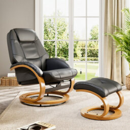 Thehotsale 360 Degrees Swivel Recliner With Footstool And Adjustable Back - thumbnail 2