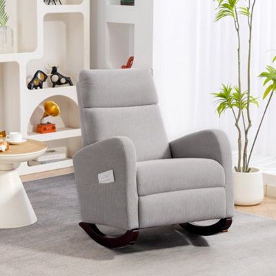 Homcom Modern High Back Corduroy Leisure Rocking Chair For Nursery, Grey - image 1