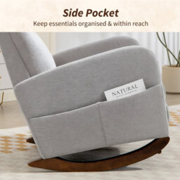Homcom Modern High Back Corduroy Leisure Rocking Chair For Nursery, Grey - thumbnail 6