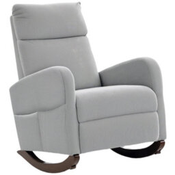 Homcom Modern High Back Corduroy Leisure Rocking Chair For Nursery, Grey - thumbnail 2