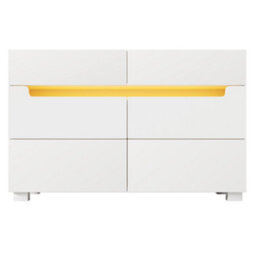 Matteo White Led Sideboard Dresser With 6 Soft-Close Drawers & Integrated Handles - Modern Chest For Bedroom, 71X120X40Cm - thumbnail 3