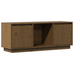 Berkfield Modern Tv Cabinet Honey Brown 110.5X35X44 Cm Solid Wood Pine - thumbnail 1