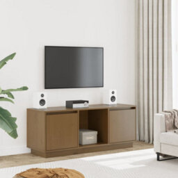 Berkfield Modern Tv Cabinet Honey Brown 110.5X35X44 Cm Solid Wood Pine - thumbnail 2