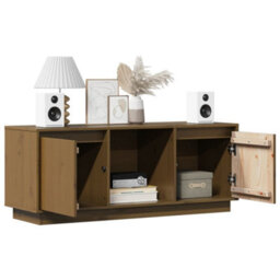 Berkfield Modern Tv Cabinet Honey Brown 110.5X35X44 Cm Solid Wood Pine - thumbnail 4