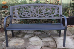 Gardeco Steel Framed Cast Iron Bench With Fairies