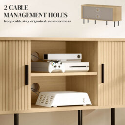 Wyld Haus Elnali 120Cm Oak-Tone Tv Unit With Shelves And Tambour Doors, Fits Up To 55-Inch Tvs - thumbnail 6