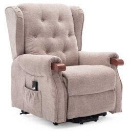 More4Homes Harrogate Single Motor Electric Rise Recliner Fabric Armchair Lift Riser Chair (Beige) - thumbnail 2