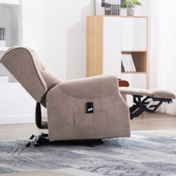 More4Homes Harrogate Single Motor Electric Rise Recliner Fabric Armchair Lift Riser Chair (Beige) - thumbnail 8
