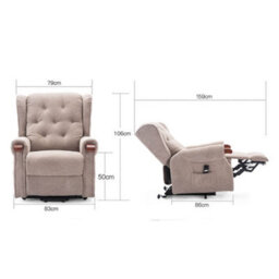 More4Homes Harrogate Single Motor Electric Rise Recliner Fabric Armchair Lift Riser Chair (Beige) - thumbnail 9