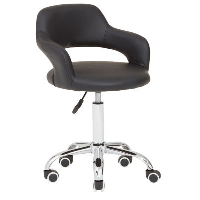 Orsina Ergonomic Black Pu Home Office Chair With Curved Back, Comfortable Work From Home Chair, Movable Chair - image 1