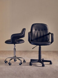 Orsina Ergonomic Black Pu Home Office Chair With Curved Back, Comfortable Work From Home Chair, Movable Chair - thumbnail 9