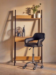 Orsina Ergonomic Black Pu Home Office Chair With Curved Back, Comfortable Work From Home Chair, Movable Chair - thumbnail 8