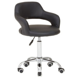 Orsina Ergonomic Black Pu Home Office Chair With Curved Back, Comfortable Work From Home Chair, Movable Chair - thumbnail 1