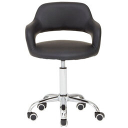 Orsina Ergonomic Black Pu Home Office Chair With Curved Back, Comfortable Work From Home Chair, Movable Chair - thumbnail 2