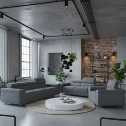 Torezio 3 2 1 Living Room Sofa Set Chipboard Frame Hr Foam Wavy Spring Wooden Frame Adjustable Headrests Grey Melange - thumbnail 1