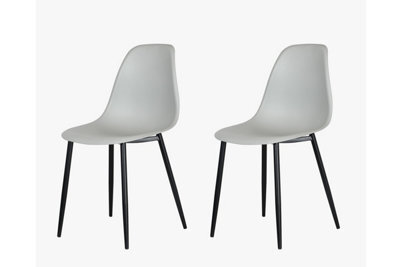 Core Products Aspen Pair Of Grey Curve Dining Chairs - Plastic Seat With Black Metal Legs - image 1