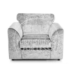 Furnishings For Less UK Crystal Crushed Velvet Fabric Fabric Single Seater Armchair Silver