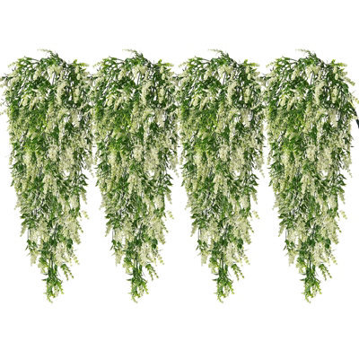 4 Pack Outdoor Wedding Decorations, Artificial Lavender Vine For Wall Hanging, White - image 1