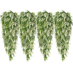 4 Pack Outdoor Wedding Decorations, Artificial Lavender Vine For Wall Hanging, White - thumbnail 1