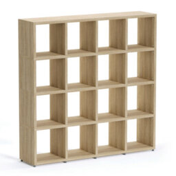 RB UK Boon 16 Cube Shelving Unit Eco-Friendly Bookcase Freestanding Heavy Duty Oak, Made In Austria (H)1470mm (W)1450mm (D)330mm