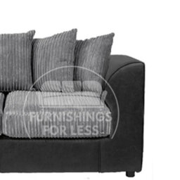 Furnishings For Less UK Luxor Jumbo Cord 3 + 2 + 1 Fabric 3 Piece Sofa Suite - Scatter Back Black And Grey - thumbnail 5