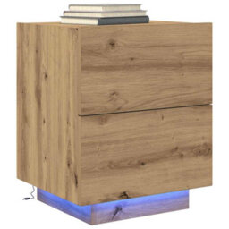 Berkfield Modern Bedside Cabinets With Led Lights 2 Pcs Artisan Oak 45X40X55 Cm - thumbnail 3