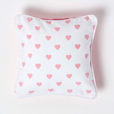Homescapes Cotton Pink Hearts Cushion Cover, 30 X 30 Cm - image 1