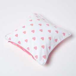 Homescapes Cotton Pink Hearts Cushion Cover, 30 X 30 Cm - thumbnail 4