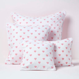 Homescapes Cotton Pink Hearts Cushion Cover, 30 X 30 Cm - thumbnail 5