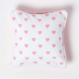 Homescapes Cotton Pink Hearts Cushion Cover, 30 X 30 Cm - thumbnail 1