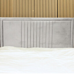 "Urban Textures - Veneto Luxury 26"" High Plush Velvet Fabric Upholstered Line Headboard - Silver" - thumbnail 1