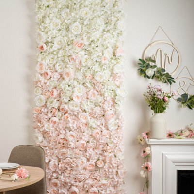 Scottish Everlastings Ltd. Scottish Everlastings 80X220Cm Artificial Pink/white Ombre Flower Wall Backdrop - image 1