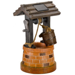 Wishing Well Solar Powered Water Fountain - Brick Effect Resin Outdoor Garden Cascading Water Feature - Measures H51 X 31Cm Dia - thumbnail 3