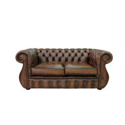 Chesterfield 2 Seater Antique Tan Real Leather Sofa Bespoke In Kimberley Style - thumbnail 6