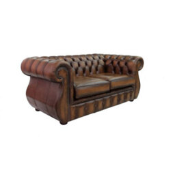 Chesterfield 2 Seater Antique Tan Real Leather Sofa Bespoke In Kimberley Style - thumbnail 5